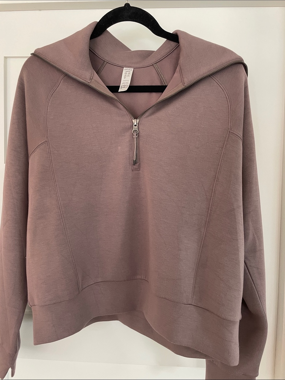 SPANX AIRESSENTIALS Dusty Mauve Half-Zip Hooded Pullover